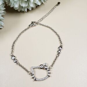 Brand New Hello Kitty Rhinestone Silver Bracelet #2